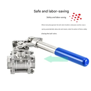 304 Stainless Steel Three Piece Quick Installation High Platform Spring Ball Valve with Clamp and Chuck Automatic Reset