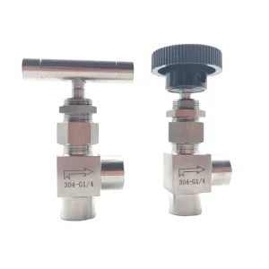 304 Stainless Steel Through Board Type Right Angle Type Needle Valve 1 4″ Female Thread Globe Valve