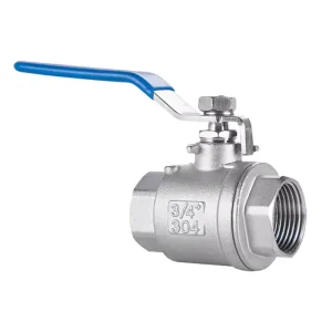 304 Stainless Steel Two-Piece Ball Valve 1/2″ 3/4″ 1″ DN25 Adjustable Threaded Steel for Water Media