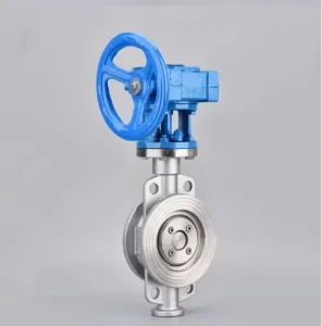 304 Stainless Steel Worm Gear Butterfly Valve D373H 16P Wafer Type Triple Eccentric Metal Hard Seal Butterfly Valve