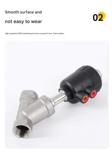 304 Stainless Steel Y-Type Pneumatic Angle Seat Valve with Plastic Head, High-Temperature Steam, Internal Thread