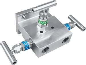 316/304 Stainless Steel 3-Way Needle Valve Manifold 10000 PSI High Pressure Block for Oil and Gas Instrument Control Flow