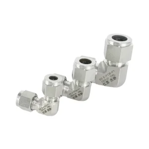 316L Polished Double Ferrule Right-Angle Elbow Pipe Connector for Oil, Water, and Pneumatic Systems, 1/8 to 1 Inch