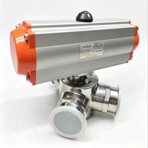 316L Sanitary Y Type Double Acting Pneumatic Three Way Tri Clamp Ball Valve L T Port Stainless Steel for Food Brewery Pharmacy