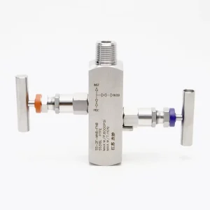 316L Stainless Steel 2 Valve Manifold 1/2 NPT Male X Female 6000PSI Instrument Block & Bleed Valve