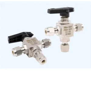 316L Stainless Steel Angle 3 Way T Port Ball Valve 3mm & 1/4″ Double Ferrule Tube Fitting Manual Gas Shut off Valve