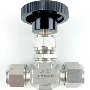 316L Stainless Steel Manual Needle Valve 12mm Tube OD Double Ferrule Compression with Wheel 5000 PSI High Temperature