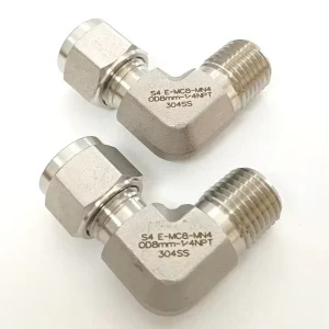 316L Stainless Steel Polished Elbow Union Tube Fitting OD8mm 1/4″ NPT Ferrule Compression Instrumentation Fitting for Oil and Gas