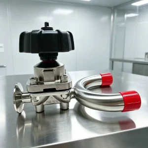 316L Stainless Steel Sanitary Diaphragm Valve 1.5 to 4 Inch Handwheel Operated U-Type Body Sterile Connection for Pure Water