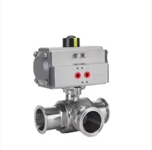 316L Stainless Steel Sanitary Three-Way Ball Valve, 2 Inch, Pneumatic