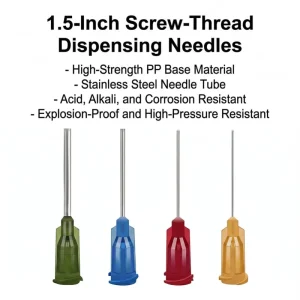 38mm 1.5 Inch Precision Dispensing Needle Stainless Steel Plastic Hub Luer Lock Dispenser Tips 38mm Long