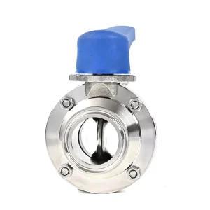 3A DIN SMS Sanitary Tri Clamp Valves Manual Actuated SS304 SS316L Quick Butterfly Valve with Blue Plastic Handle Trigger