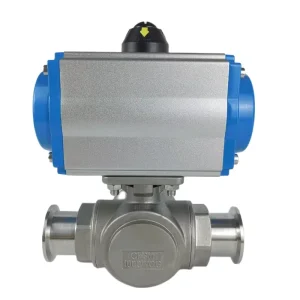 3PC Pneumatic Three Way Vacuum Ball Valve High Platform High Vacuum All Helium Test 304 316 Stainless Steel