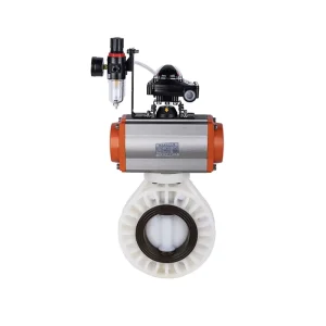 3in to 6in PVDF Butterfly Valve with Pneumatic Acuator DN80-150 Pneumatic PVDF Butterfly Valve