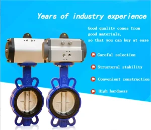 4 Inch DN100 Wafer Pneumatic Butterfly Valve Ductile Iron SS316 PTFE Soft Seal Flange Valve For Water Treatment Acid