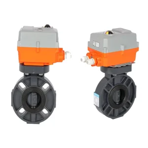 4 Inch Motorized AC230V Water Butterfly Valve RS485 Wafer Type Failsafe Closing PVC IP67 10 Bar