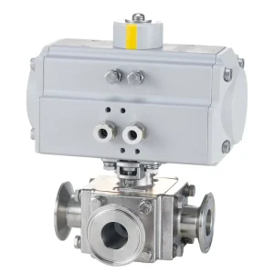 4 way Stainless Steel Ball Valve Solid Stem Pneumatic Water Control OEM Parts Manufacturer 105