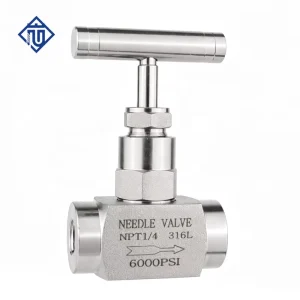 42 MPa SS304 SS316L Threaded Needle Valve NPT BSP 6000 PSI T-Bar Manual Shut-Off Valve for Instruments