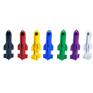 50mm Rocket Style Aluminium Alloy Schrader Valve Tire Stem Caps Custom Car Wheel Covers Customizable Packaging Multiple