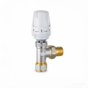 90° Angle Thermostatic Radiator Valve (TRV) 3 4″ Brass Body with White Temperature Control Head for Central Heating System