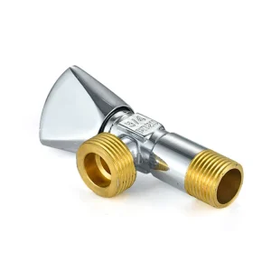 90-Degree Brass Chrome Angle Valve 1/2″ x 1/2″ Straight Spout for Bathroom Toilet and Wash Basin