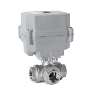 A150 T15 S3 B 1/2 Inch DC12 24V CR305 3 Wire 3 Way L Port 304 Stainless Steel Motorized Ball Valve