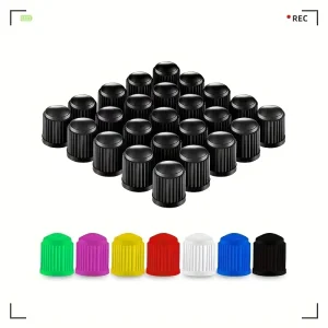 ABS 100pcs a Bag Black Aluminium Alloy Valve Stem Cap Dust Cover for Car Bicycle Tires 13*10mm Plastic American Truck