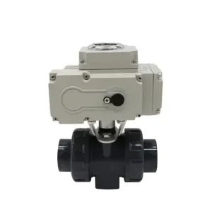 AC110V 4-20mA Electric UPVC Ball Valve Actuator PVC Ball Valve Double-Union Thread for Water