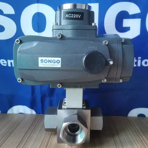 AC220V DN32 PN40 ANSI Class 150 4 Way Water Flow Control Rotary Float Explosion proof Electric Motorized Actuator Ball Valve