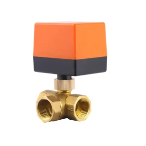 ACKO 6Nm Electric 3 Way Brass Ball Valve DN15 DN25 AC220V Normally Closed Motorized T Port L Port Water OEM HVAC