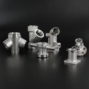 ADC12 Stainless Steel Steel Alloy CNC Machined Fluid Manifold Housing Elbow Tee Valve Body Square Two Lug Mount Flange Pipe Mold