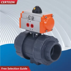 AT52 Pneumatic UPVC Ball Valve DC24V AC220V DN15 DN50 1.0MPa Air Actuated Flow Control Valve Industrial Water Treatment