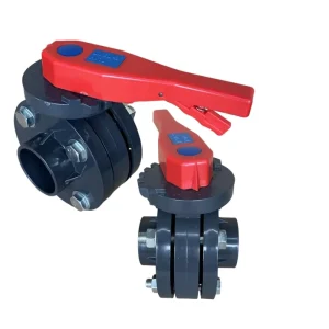 ATA 2″ to 16″ EPDM Lined UPVC FRPP ABS PPH Body Disc Wafer Type Extended Rod Manual Flanged Butterfly Valve Set