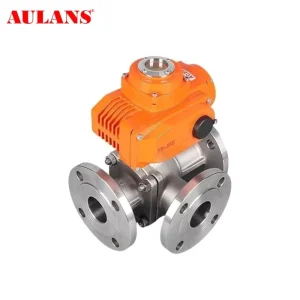 AULANS Electric Actuator Water Oil Gas 3 Way Flanged Ball Valves