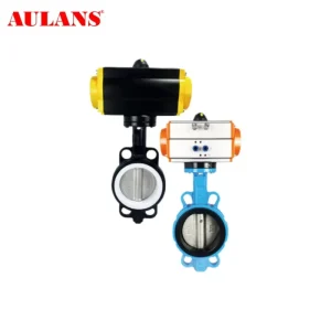 AULANS Pneumatic Actuator Ductile Iron Body EPDM Soft Seal Stainless Steel Disc Automatic Pipeline Cut Off Wafer Butterfly Valve