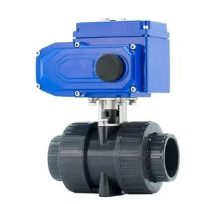 AX Q921F 10S Electric UPVC Double Union Ball Valve Acid Alkali Resistant Anti corrosion Threaded Connection DN15 Port Size