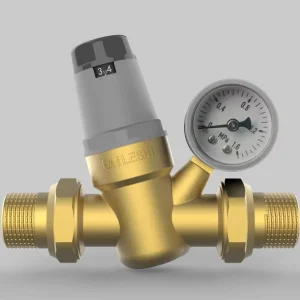 Adjustable Brass Manual Pressure Reducing Valve with Pressure Gauge Flow Control for Water Control