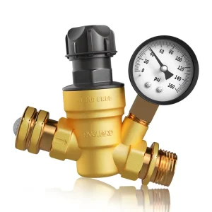 Adjustable Brass RV Water Pressure Regulator Kit Lead-Free Water Reducer Valve with Inlet Screen Filter