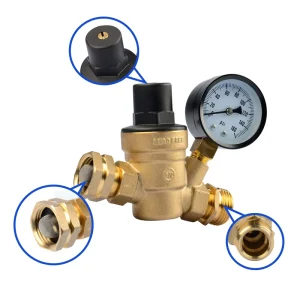 Adjustable Lead-Free Brass Hydraulic Pressure Reducing Valve 3/4 in Port High Pressure Water Supply Industrial Outdoor