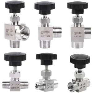 Adjustable Right Angle 1/4″ Panel Mounted Manual Shut Crane Needle Valve High Pressure Stainless Steel BSP NPT Male Female
