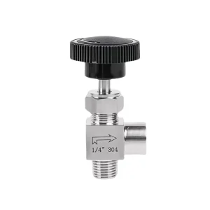 Adjustable Right Angle 1/4″ Panel Mounted Manual Shut Crane Needle Valve with BSP NPT Male Female Threads Flow Control