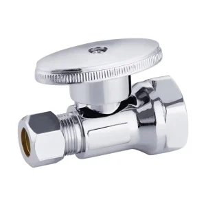 American Standard 90 Degree Angle Stop Valve Quarter Turn Brass Chrome Plated Angle Valve for Bathroom Toilet Sink Water Heater