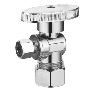 Angle Stop Valve 1/2 in OD x 3/8 in OD Chrome Angle Shut-off Valve 1/4 Turn for Bathroom Toilet Kitchen Shower Plumbing