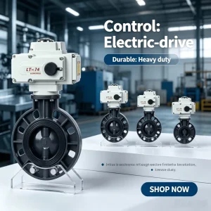 Anti-corrosion UPVC Material Wafer Connection On Off Switch Type Industrial Electric Butterfly Valve