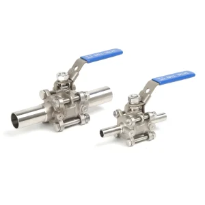 Automatic Sanitary 3-Piece Ball Valve Stainless Steel SS304 SS316L with Clean Weld Connections