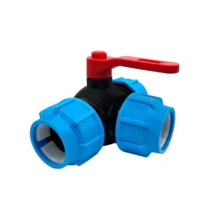 Ball Valve With PP Connector for Water Supply Irrigation 20-63mm Equal Tee Ball Valve Plastic HDPE Pipe Fittings
