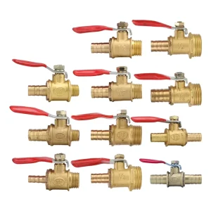 Brass 1/8″ 1/4″ 3/8″ 1/2″ Male Thread Ball Valves 6/8/10/12mm Barbed Hose Water Oil Air Gas Fuel Line Shutoff Ball Valves