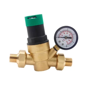 Brass Adjustable Water Pressure Reducing Valve with Flowmeter 1 in Port Size