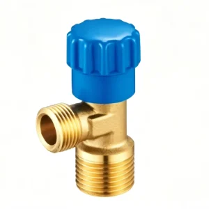 Brass Angle Stop Valve Corrosion Resistant Blue Lever Lead Free