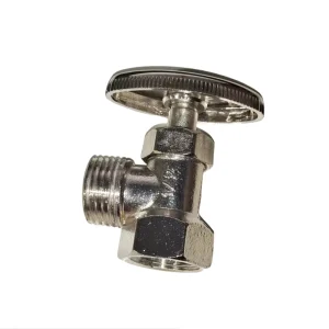 Brass Angle Valve with Chrome-Plated Finish, Compression Oval Handle, and Plastic Hand Wheel for Kitchen and Bathroom Water